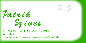 patrik szives business card